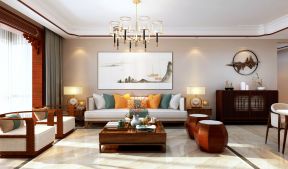 新中式风格202平米三居客厅沙发墙装修效果图