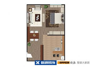 一居室户型图  一居室户型装修效果图 