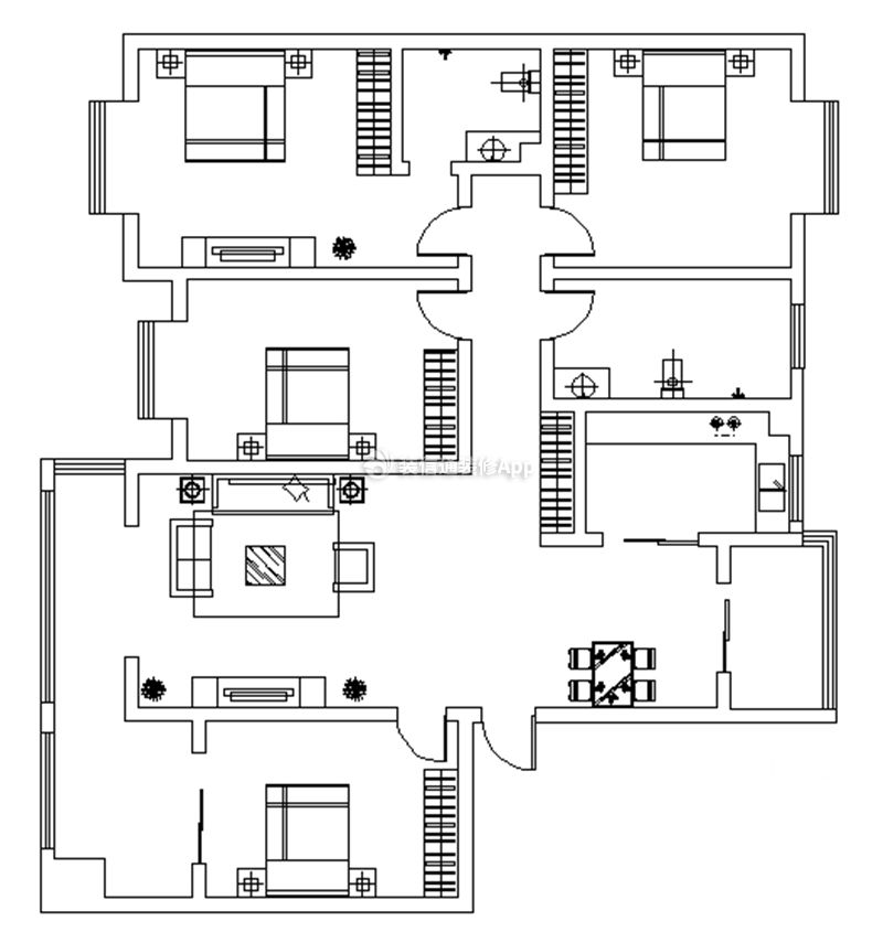 四室兩廳戶型平面圖