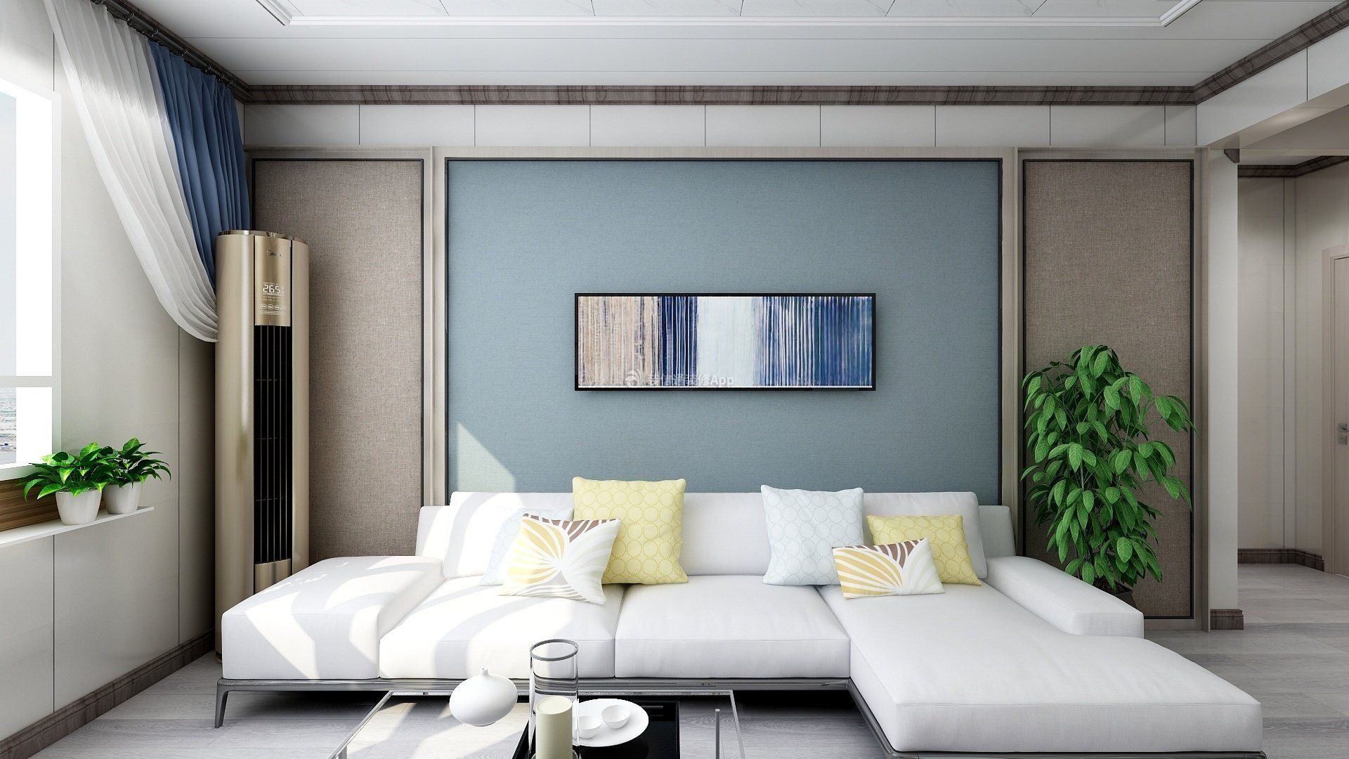 87平米现代风格二居室客厅沙发装修效果图