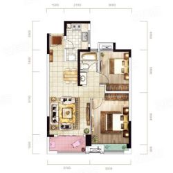 E户型,2室2厅1卫,建筑面积：约82.27m2