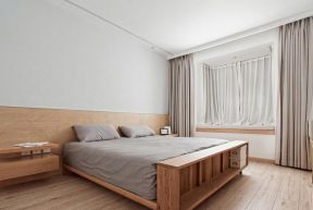 2020简装卧室纯色窗帘效果图 卧室木地板装修效果图