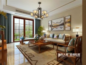 新中式风格127平米三居室客厅沙发墙装饰效果图