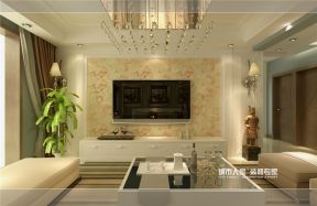 127平米现代三居室新房客厅电视墙装饰效果图