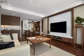 140平米新中式三居室住宅客厅电视墙设计图片
