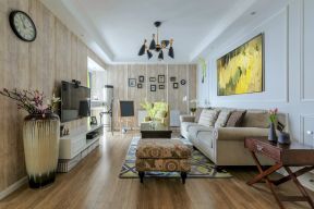 137平美式家庭客厅木地板装修效果图大全