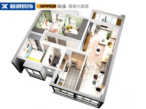 100平米三居室户型设计图