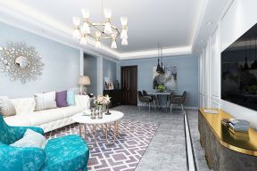 现代轻奢风格121平米三室客厅色彩搭配家装效果图