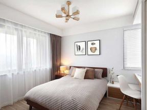 简约日式风格90平米三居卧室床头挂画家装图片