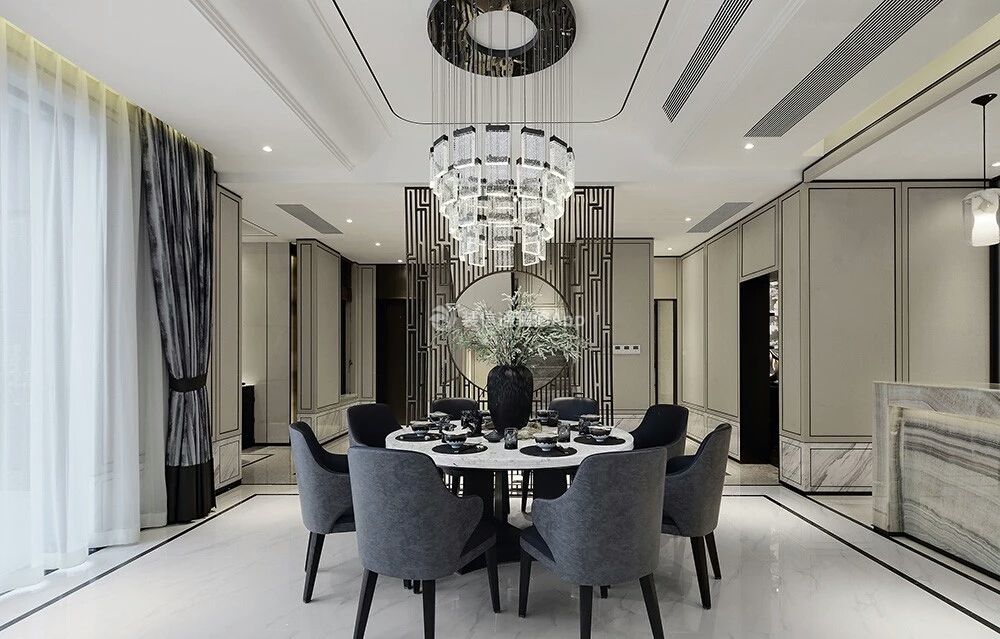 200平米现代中式风格四居餐厅吊灯设计图片