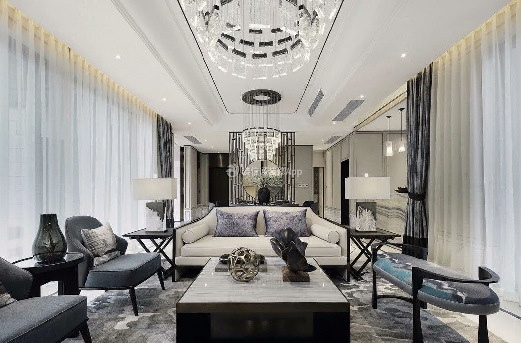 200平米现代中式风格四居客厅沙发设计图片