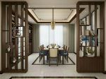 新中式风格126平米三居室餐厅隔断设计效果图