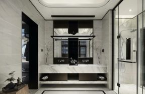 200平米现代中式风格四居卫生间洗手台设计图片