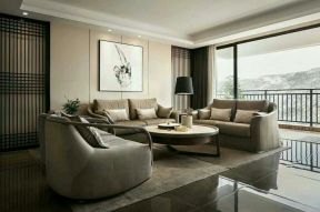 现代中式风格190平米住宅客厅沙发墙设计图片
