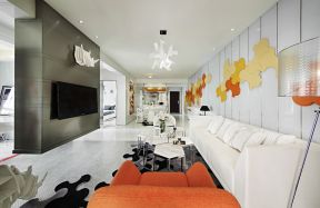 样板房室内客厅白色沙发摆放设计效果图欣赏 
