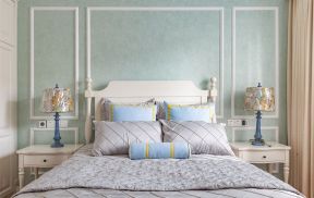 简美式风格245平米复式卧室石膏线背景墙设计图片