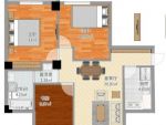 汉口城市广场90㎡三居室美式风格装修效果图