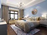 130平米欧式风格三居室卧室蓝色背景墙家装效果图