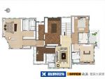 150平米三居室住宅户型平面图
