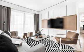 127平米现代北欧三居住宅客厅电视墙设计图片