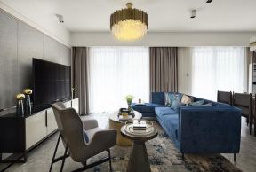186平米客厅蓝色沙发装修效果图片