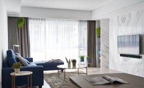 现代简约风格122平米三居室房屋客厅窗帘设计图片