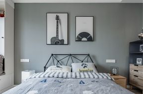 130平米现代简约风格住宅卧室墙面挂画设计图