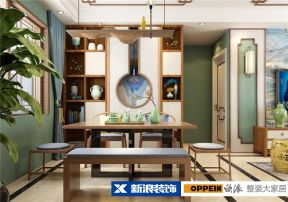 新中式风格66平米小二居餐厅餐边柜装修效果图