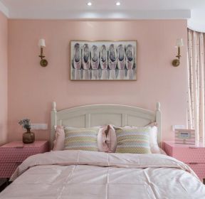 粉色卧室背景墙装修效果图大全