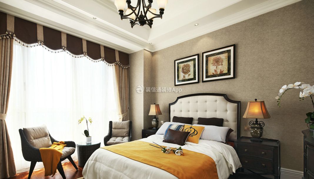 2023现代美式风格四居卧室窗帘设计图片