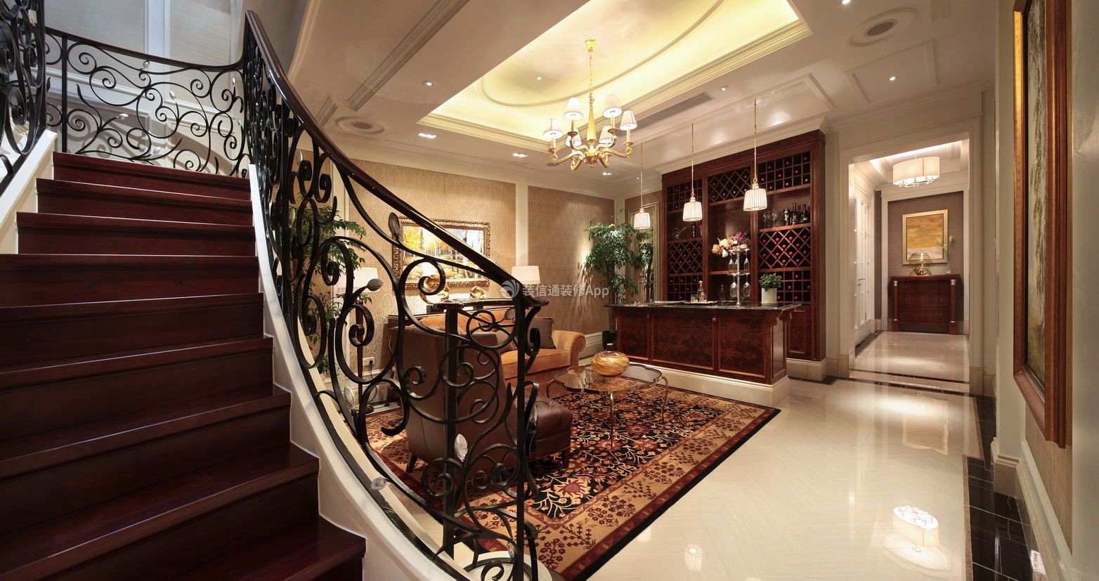 简美风格2000平米大别墅室内楼梯装修图片