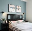 73平欧式风格卧室室内蓝色墙面装修效果图