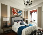 2023现代美式风格四居卧室床头装饰画布置图片