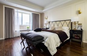83平米三居室新房卧室灰色窗帘搭配设计图片