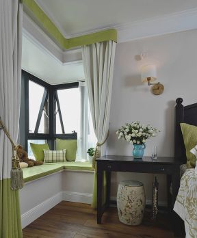 现代美式风格卧室时尚转角飘窗设计图片