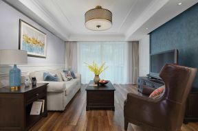 73平美式风格客厅室内木地板装修图片 