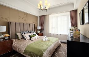 现代欧式风格120平米新房卧室布艺窗帘设计图片