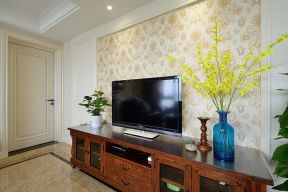 2023简美式风格客厅实木电视柜摆件展示图片