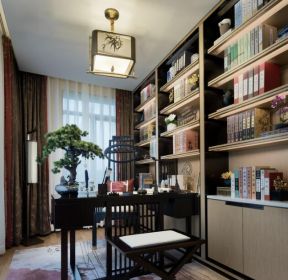 2020新中式风格书房整体书柜装潢设计案例-每日推荐