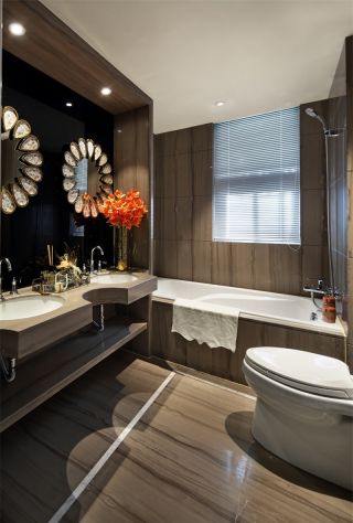 现代欧式风格120平米新房卫生间洗手台设计图片