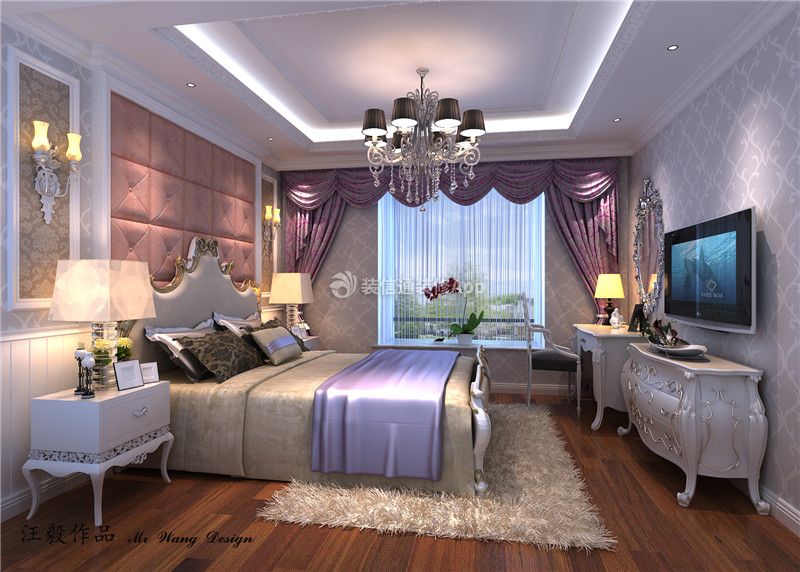 2020传统欧式卧室家具摆放图片 欧式卧室床头灯效果图 