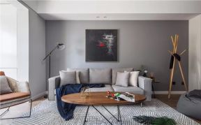 92平米简约风格二居室客厅灰色沙发装修图片
