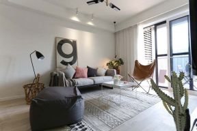 北欧简约风格110平米新房客厅沙发墙设计图片