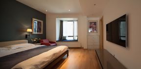 146平米现代简约风格新房卧室飘窗布置图片