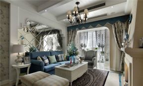 地中海风格146平三居室客厅沙发墙设计图片