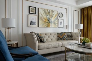 温馨简欧风格客厅沙发背景墙装修装饰图片