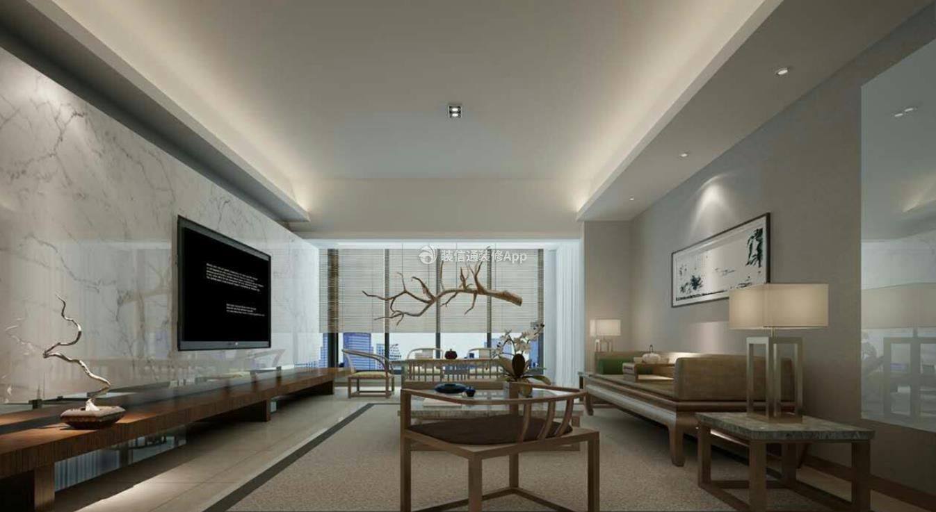 新中式风格客厅吊顶 2020大气新中式风格客厅装修设计 