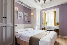商品房卧室紫色背景墙装修效果图欣赏