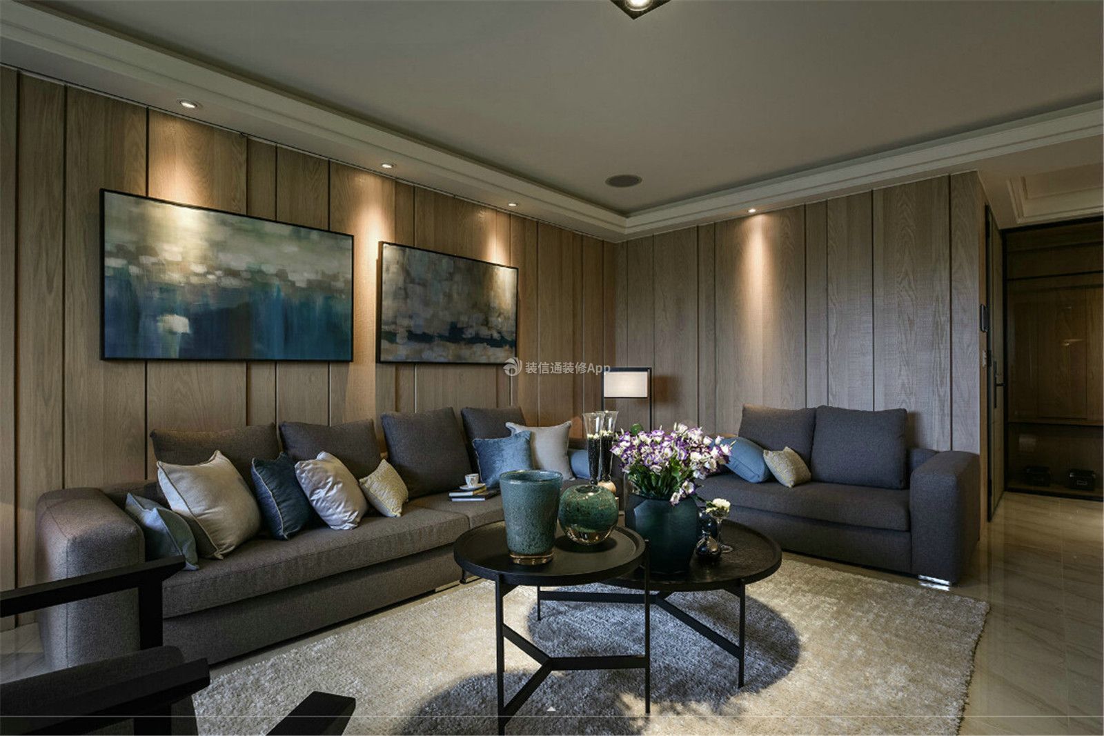 100平米三居室现代简约家庭客厅装修图片