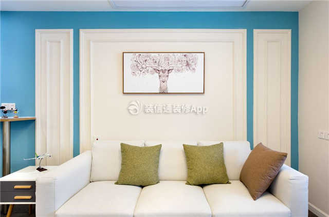 65平米现代简约风格一居家庭客厅沙发装修图片
